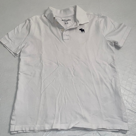 Abercrombie Kids white pique short sleeve polo shirt 13/14 - Picture 1 of 6